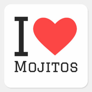 I Liebe mojitos Quadratischer Aufkleber