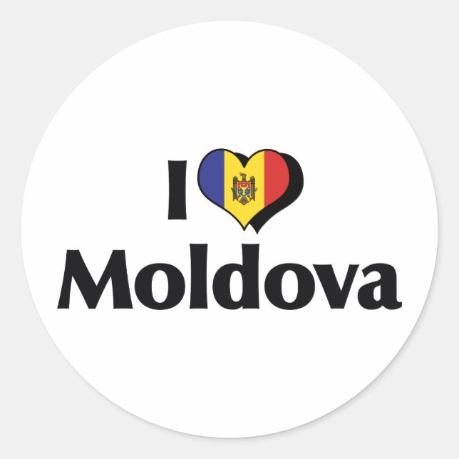 I Liebe Moldau-Flagge Runder Aufkleber (Vorderseite)