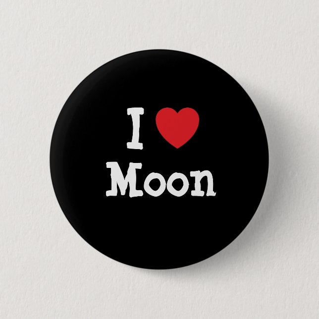 I Liebe Mond Herz T - Shirt Button (Vorderseite)