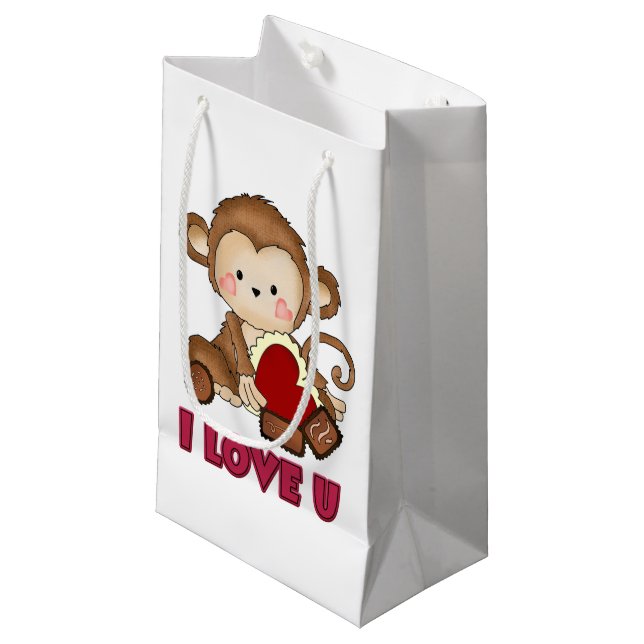 I Liebe Monkey Sie kleine Geschenktasche Geschenktüte (Vorderseite Schrägansicht)
