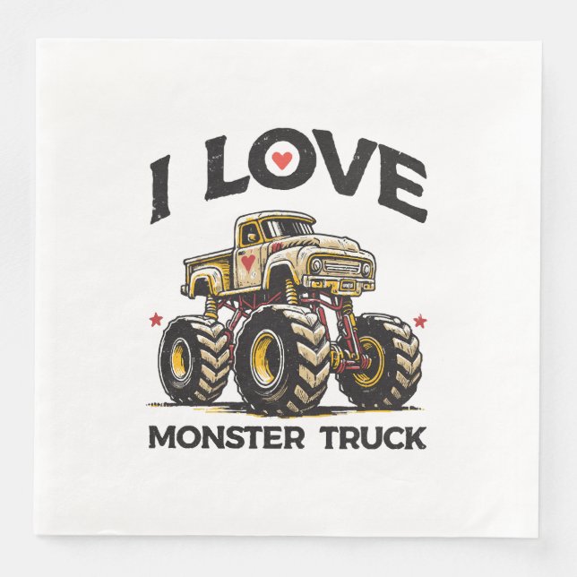 I Liebe Monster Truck Serviette (Vorderseite)