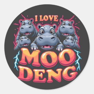 I Liebe Moo Deng Baby Hippo Liebhaber Runder Aufkleber