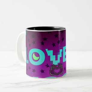"I Liebe Moon" - Ein skurriler Kunstentwurf Zweifarbige Tasse