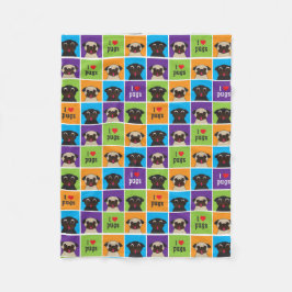 I Liebe-Mops-Fleecethrow-Decke Fleecedecke