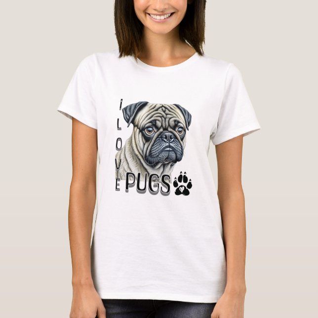 I LIEBE MOPS | Niedliche Hundebesitzer T-Shirt (Vorderseite)