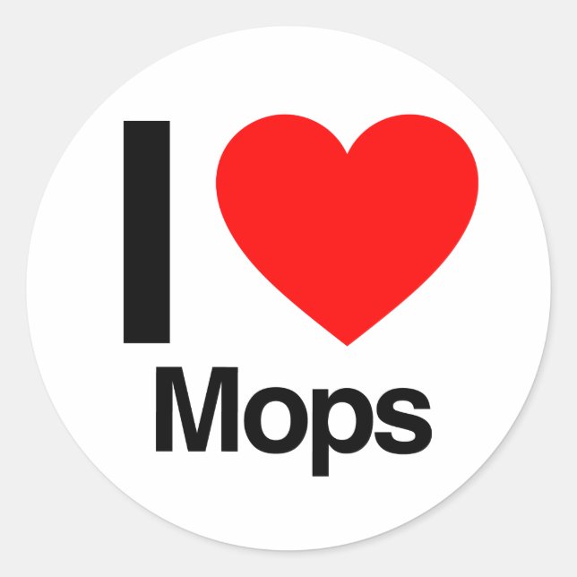 i Liebe mops Runder Aufkleber (Vorderseite)