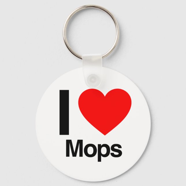 i Liebe mops Schlüsselanhänger (Vorderseite)