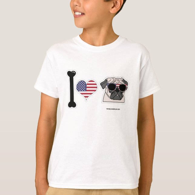 I Liebe-Möpse - patriotische Kinder T-Shirt (Vorderseite)