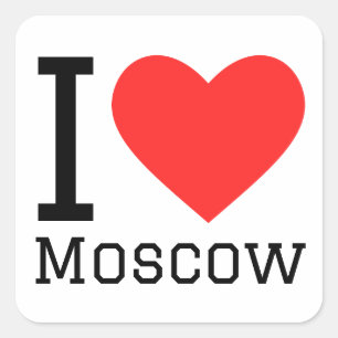 I Liebe Moskau Quadratischer Aufkleber