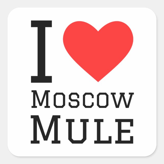 I Liebe Moskauer Maultier Quadratischer Aufkleber (Vorderseite)