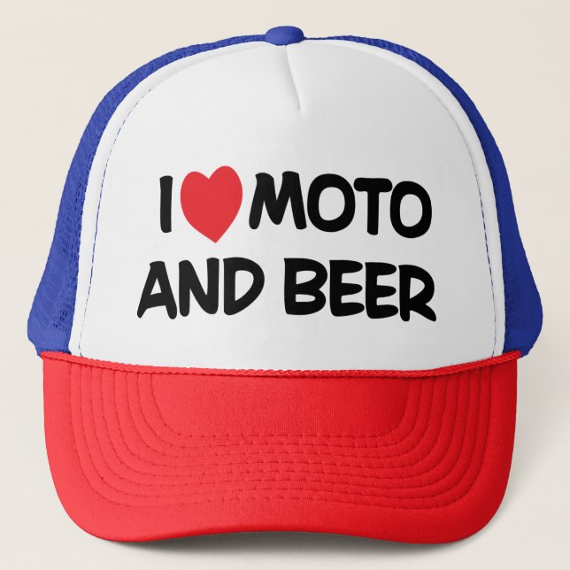 I LIEBE MOTO UND BIER TRUCKERKAPPE (Vorderseite)