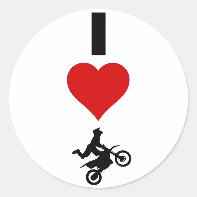 I Liebe Motocross (vertikal) Runder Aufkleber (Vorderseite)