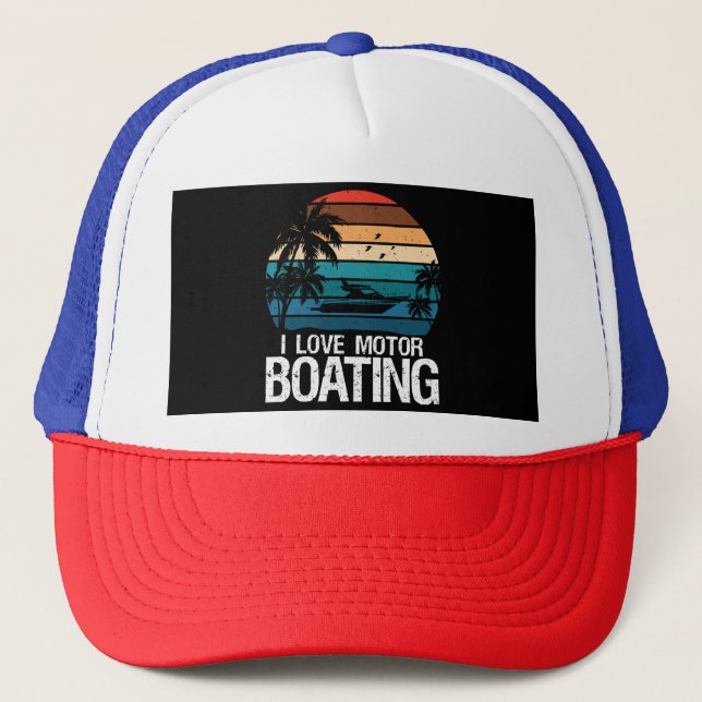 I Liebe Motorboote Truckerkappe (Vorderseite)