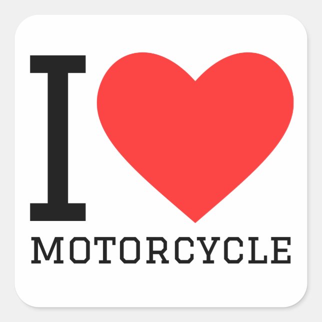 I Liebe Motorrad Quadratischer Aufkleber (Vorderseite)