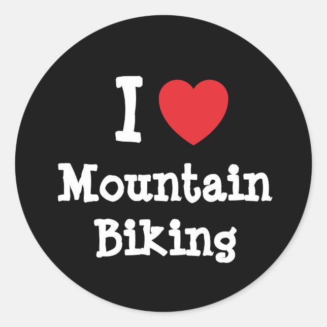 I Liebe Mountainbike-Herz Brauch personalisiert Runder Aufkleber (Vorderseite)