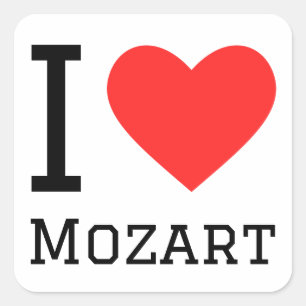 I Liebe Mozart Quadratischer Aufkleber