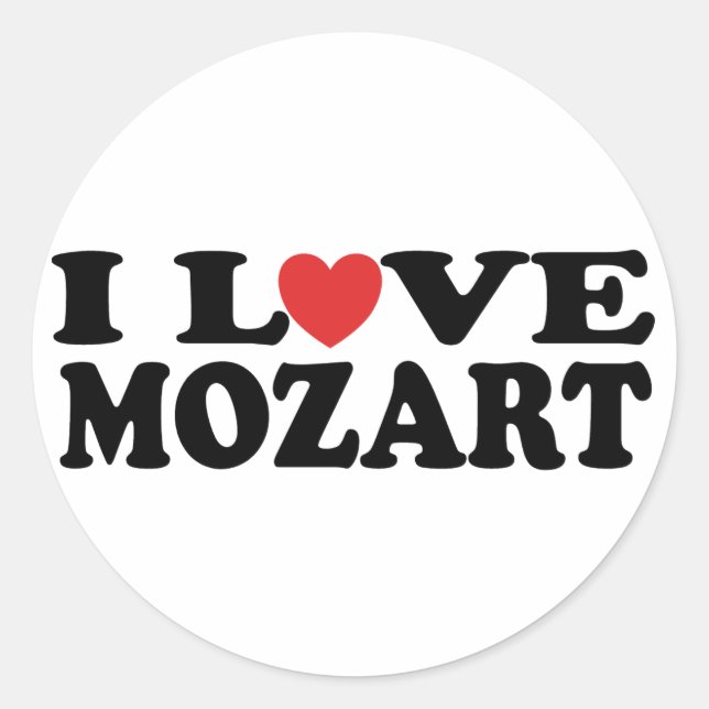 I Liebe Mozart Runder Aufkleber (Vorderseite)
