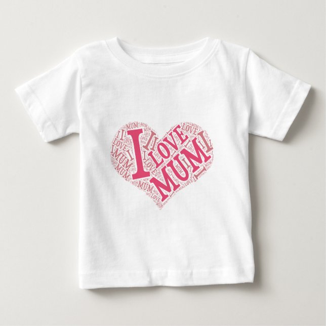 I Liebe Mum Säugling T - Shirt Vertikal (Vorderseite)