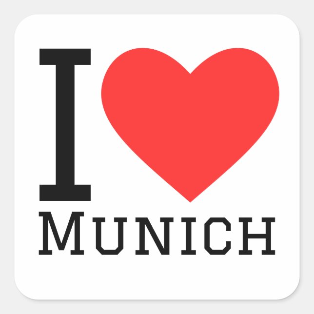 I Liebe munich Quadratischer Aufkleber (Vorderseite)