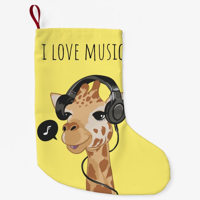 I Liebe Music Giraffe Kleiner Weihnachtsstrumpf (Vorderseite)
