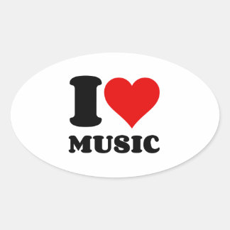 I LIEBE MUSIC HEART OVALER AUFKLEBER