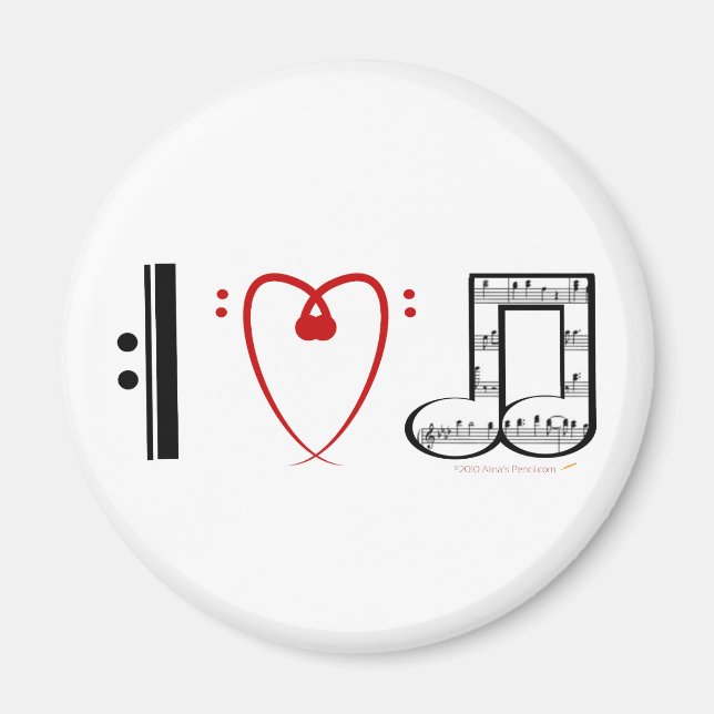 I Liebe Music (I Herznotizen) Magnet (Vorne)