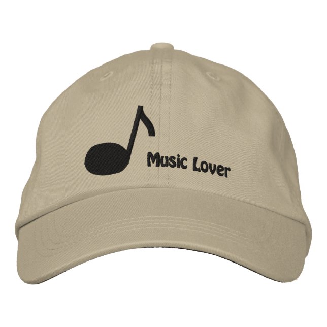 I Liebe Music Stickkappe Bestickte Baseballkappe (Vorderseite)