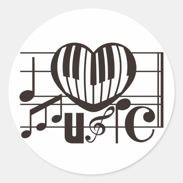 I LIEBE-MUSIK RUNDER AUFKLEBER (Vorderseite)