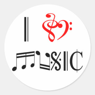 I Liebe-Musik Runder Aufkleber