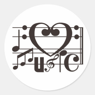 I LIEBE-MUSIK RUNDER AUFKLEBER