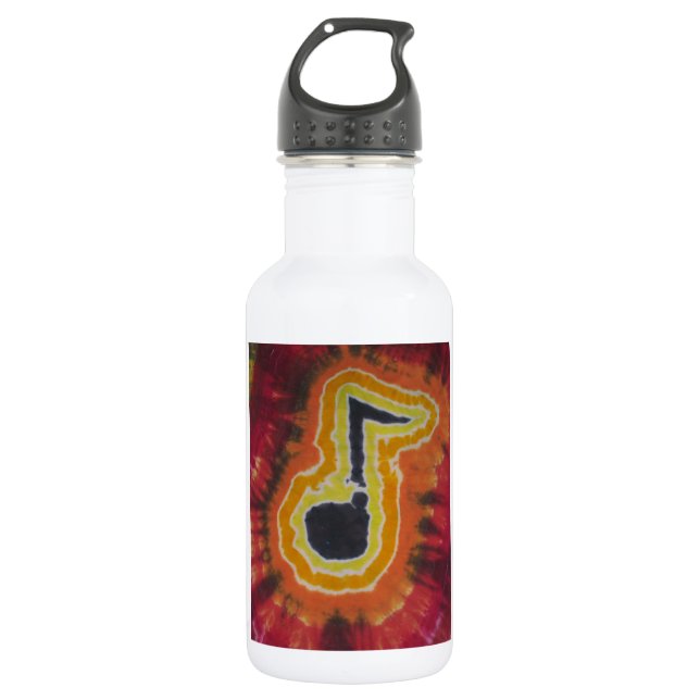 I Liebe Musiknoten Gefärbte Krawatte PhatDyes Trinkflasche (Vorderseite)