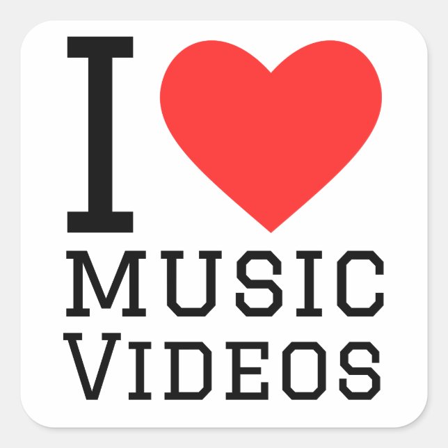 I Liebe Musikvideos Quadratischer Aufkleber (Vorderseite)