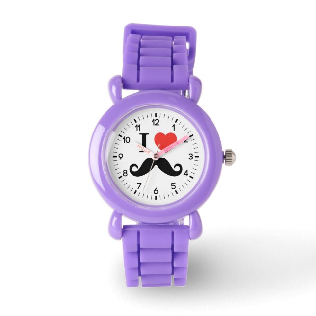 i Liebe mustache Armbanduhr (Vorderseite)