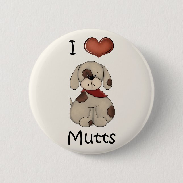 I Liebe Mutt Boy Dog Button (Vorderseite)