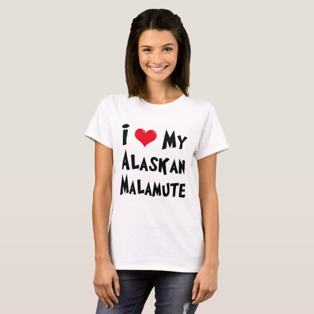 I Liebe My Alaskan Malamute T-Shirt (Vorne ganz)