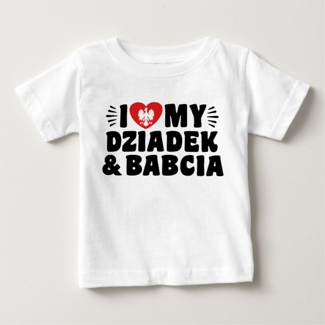 I Liebe My Babcia & Dziadek Baby T-shirt (Vorderseite)