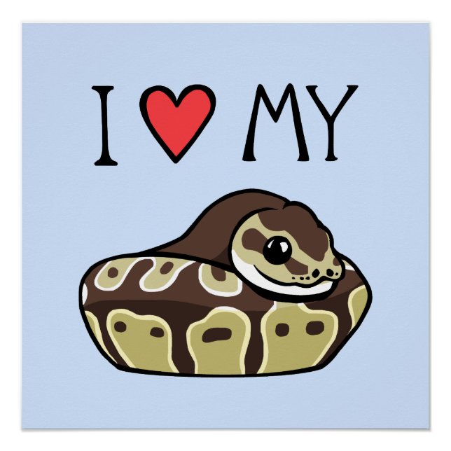 "I Liebe My Ball Python" Niedliche Schlange Zeichn Poster (Vorderseite)