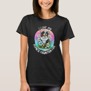 I Liebe My Bernese Mountain Hund Mama Blume Welpe  T-Shirt