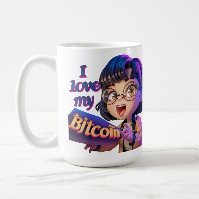I Liebe My Bitcoin - Cartoon Design Kaffeetasse (Links)
