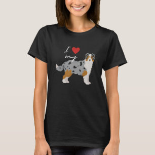 I Liebe My Blue Merle Australian Shepherd Dog T-Shirt