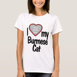 I Liebe My Burmese Cat - Niedliches Herz Foto Rahm T-Shirt