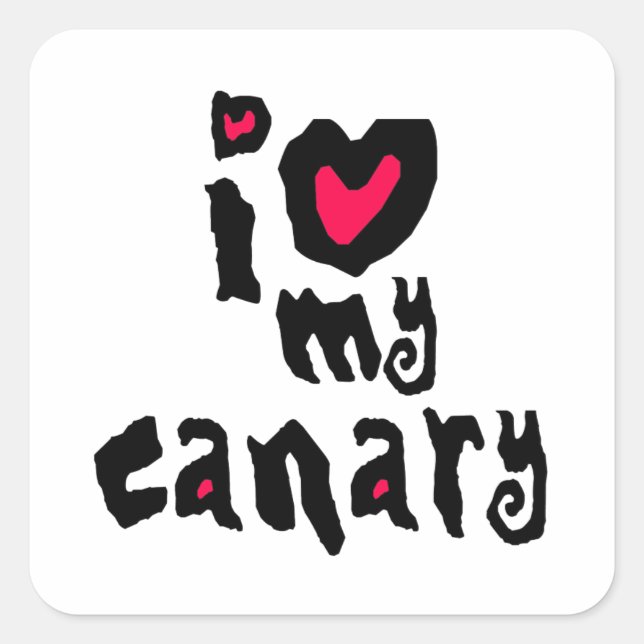 I Liebe My Canary Quadratischer Aufkleber (Vorderseite)