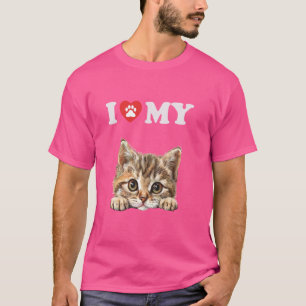 I Liebe My Cat Munchkin Kitten Funny Cat Lover Mam T-Shirt