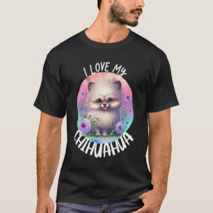 I Liebe My Chihuahua Hund Mama Blume Welpe Floral T-Shirt