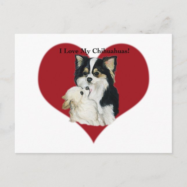 " I Liebe My Chihuahua" Hunde Kunst Postkarte (Vorderseite)