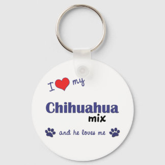 I Liebe My Chihuahua Mix (Männerhund) Schlüsselanhänger