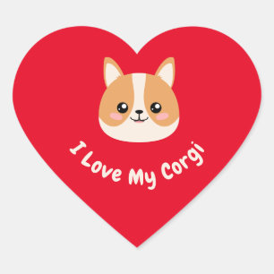 I Liebe My Corgi Herz-Aufkleber