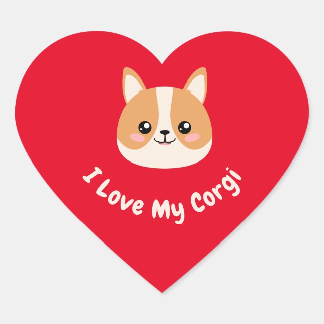 I Liebe My Corgi Herz-Aufkleber (Vorderseite)