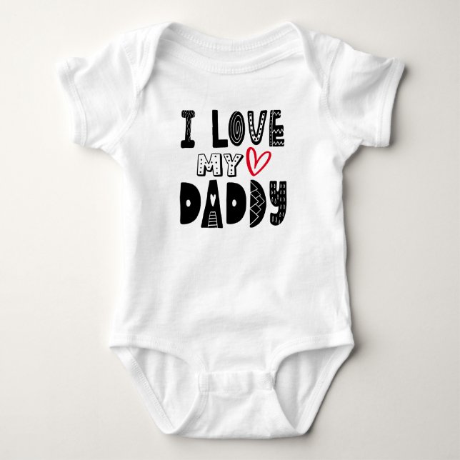 I Liebe My Daddy Heart Typografie Baby Strampler (Vorderseite)