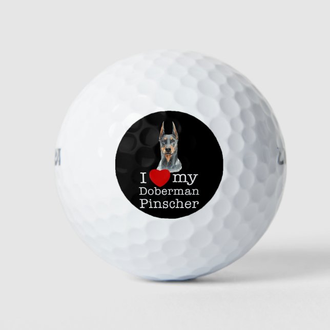 I Liebe My Doberman Pinscher - Hund Golfball (Vorderseite)